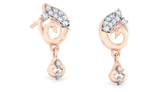 Swan Shine Synthetic Diamond Rose Gold Danglers Best Synthetic Diamond Jewelry Showroom in Chennai