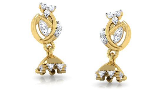 Jingle Bells Gold Danglers Lab Grown Diamond Jewelry in Chennai