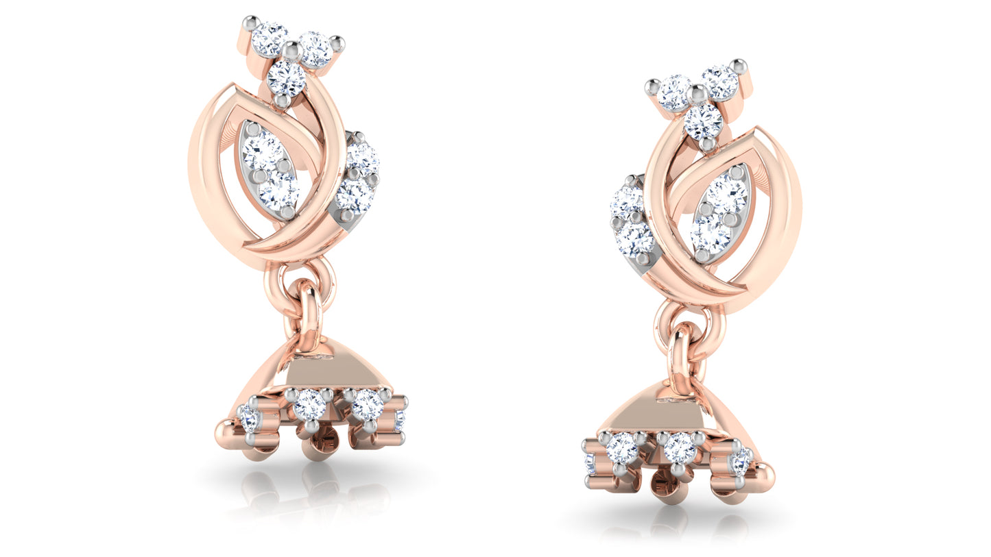 Jingle Bells Rose Gold Danglers Lab Grown Diamond Jewelry in Chennai