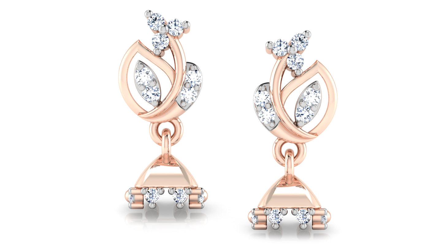 Jingle Bells Rose Gold Danglers Lab Grown Diamond Front View