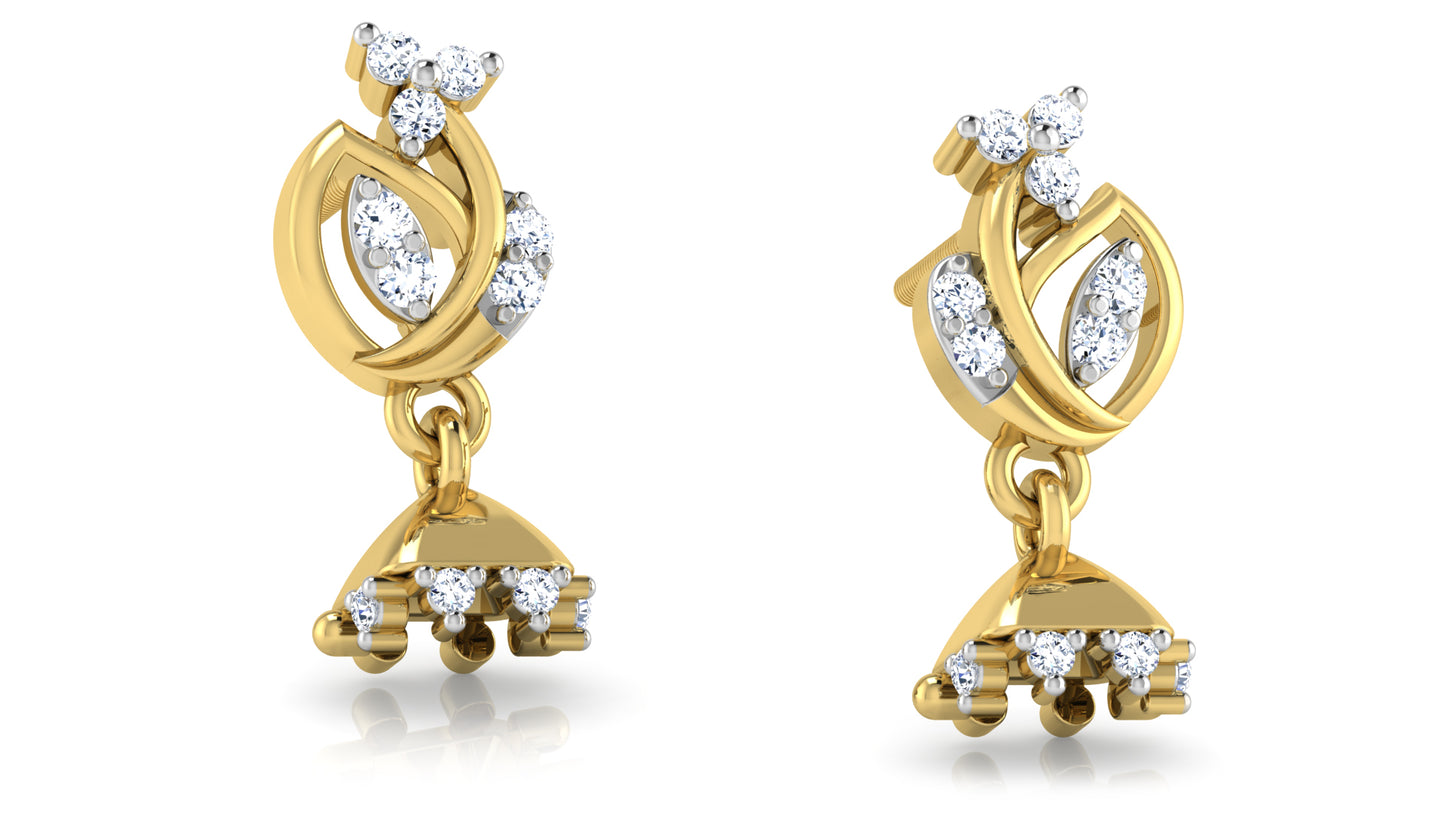 Jingle Bells Gold  Danglers Lab Grown Diamond Best Lab Grown Diamond Jewelry in Chennai at Diahart