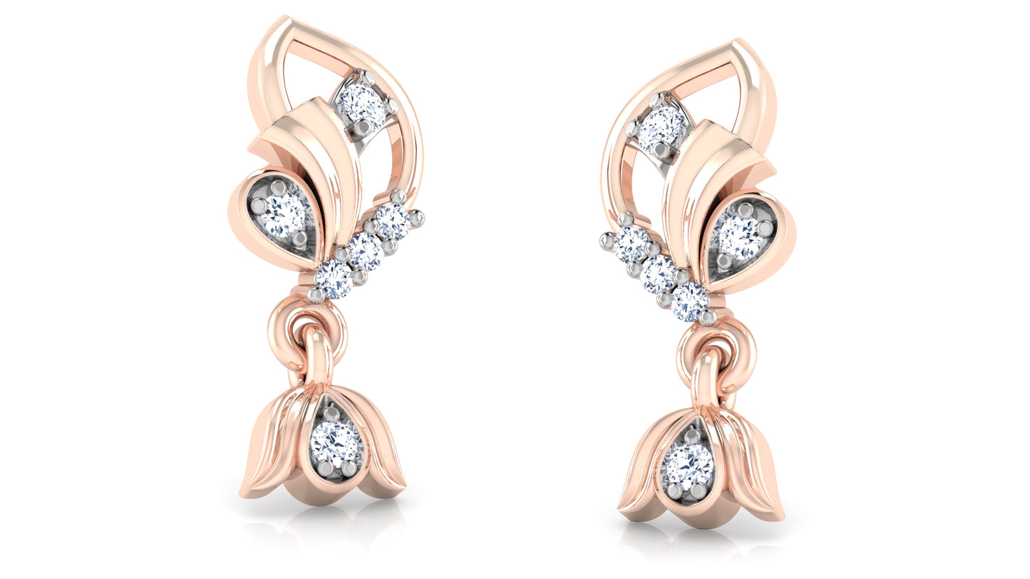 Flower Drops Artificial Diamond Rose Gold Danglers Jewelry Order Online and Shop at Diahart