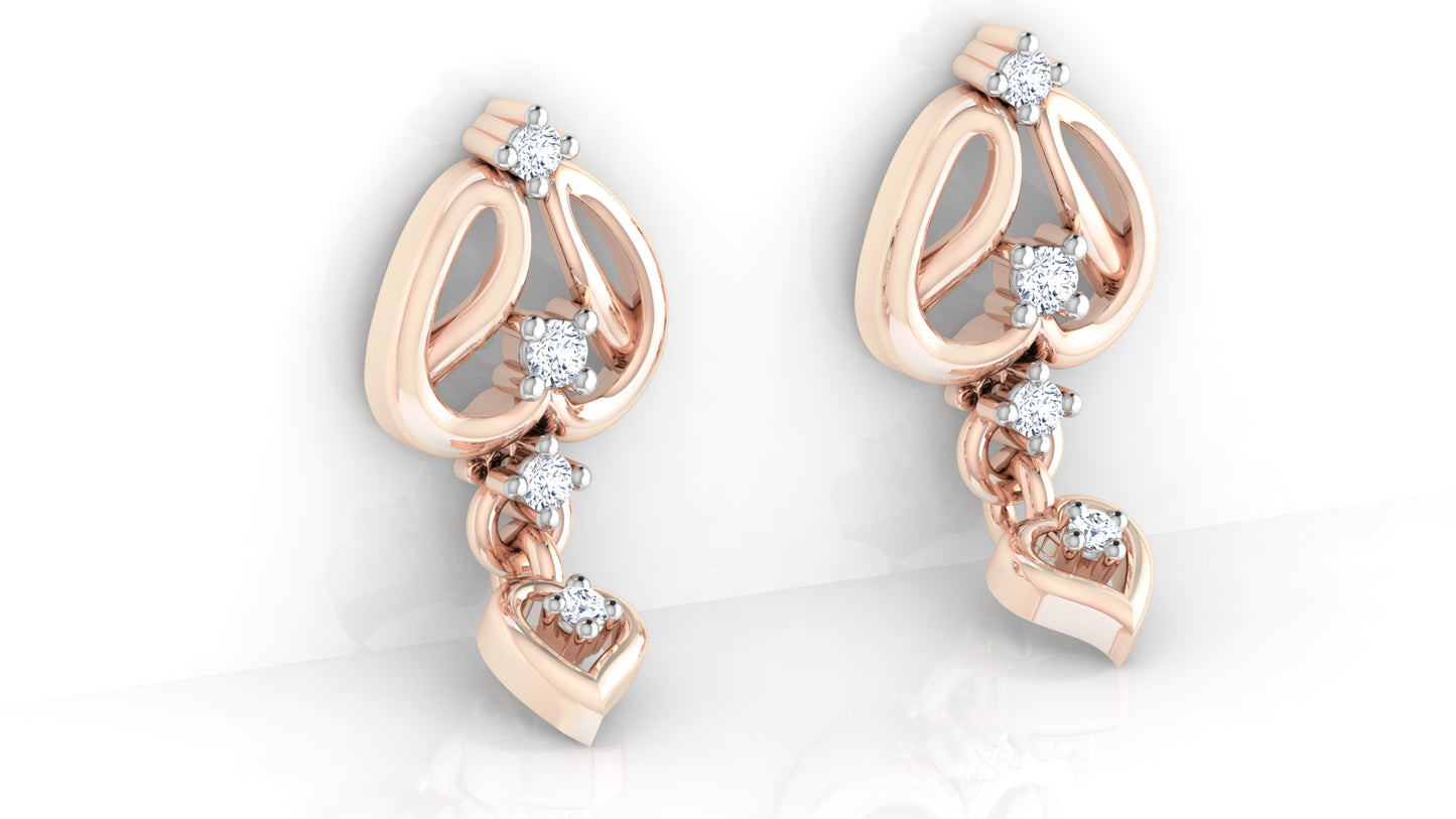 Dangling Delight Lab Grown Diamond Rose Gold Danglers Bottom View