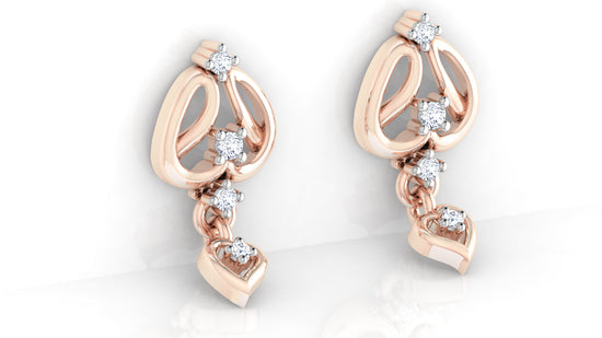 Dangling Delight Lab Grown Diamond Rose Gold Danglers Bottom View