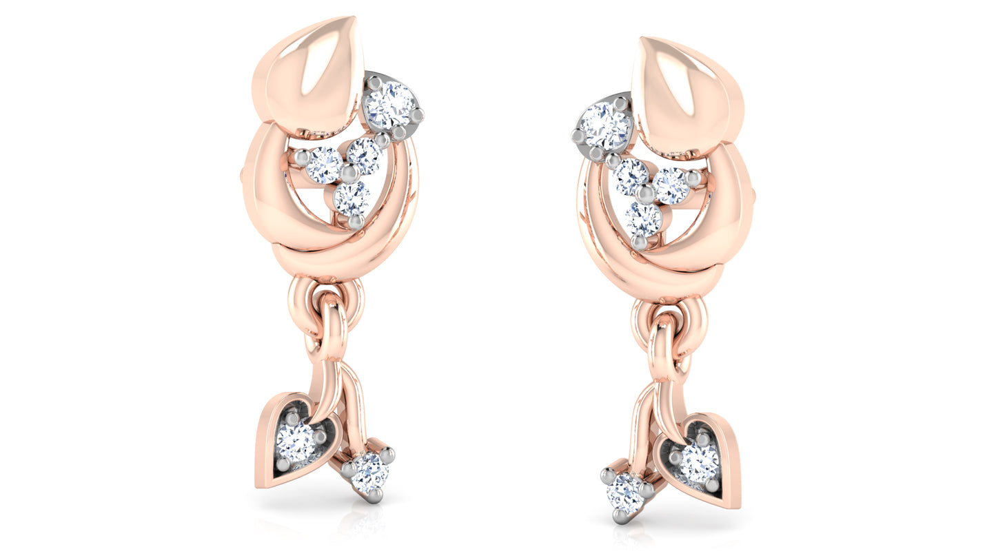 Dainty Duo Artificial Diamond Rose Gold Danglers Order Online and Shop at Diahart