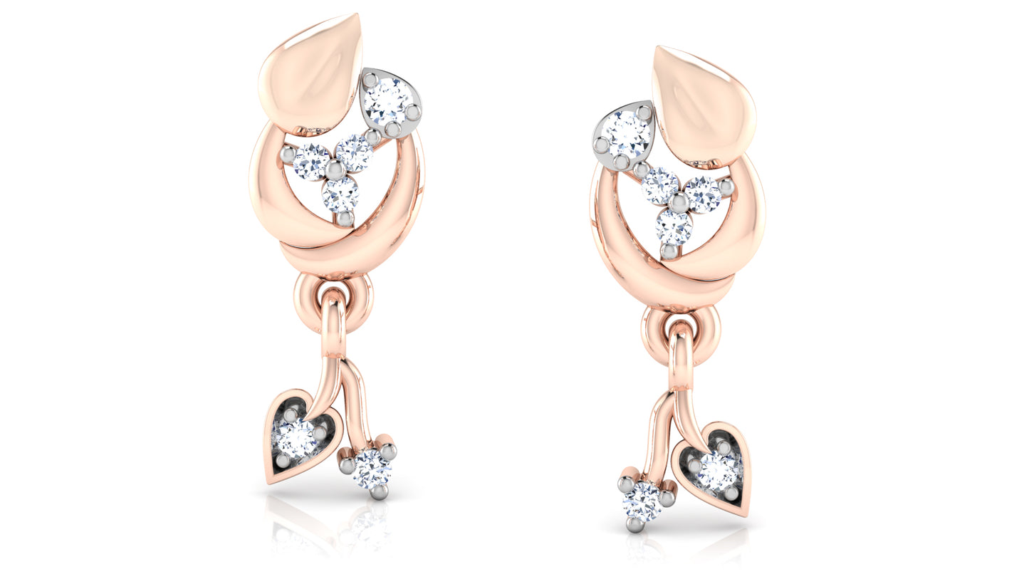 Dainty Duo Artificial Diamond Rose Gold Danglers Order Online and Shop at Diahart