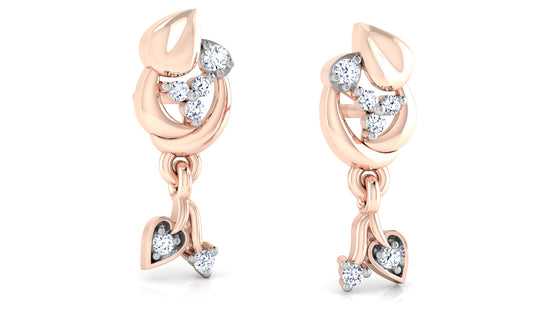 Dainty Duo Artificial Diamond Rose Gold Danglers  .Best Lab Grown Diamond Jewelry in Chennai