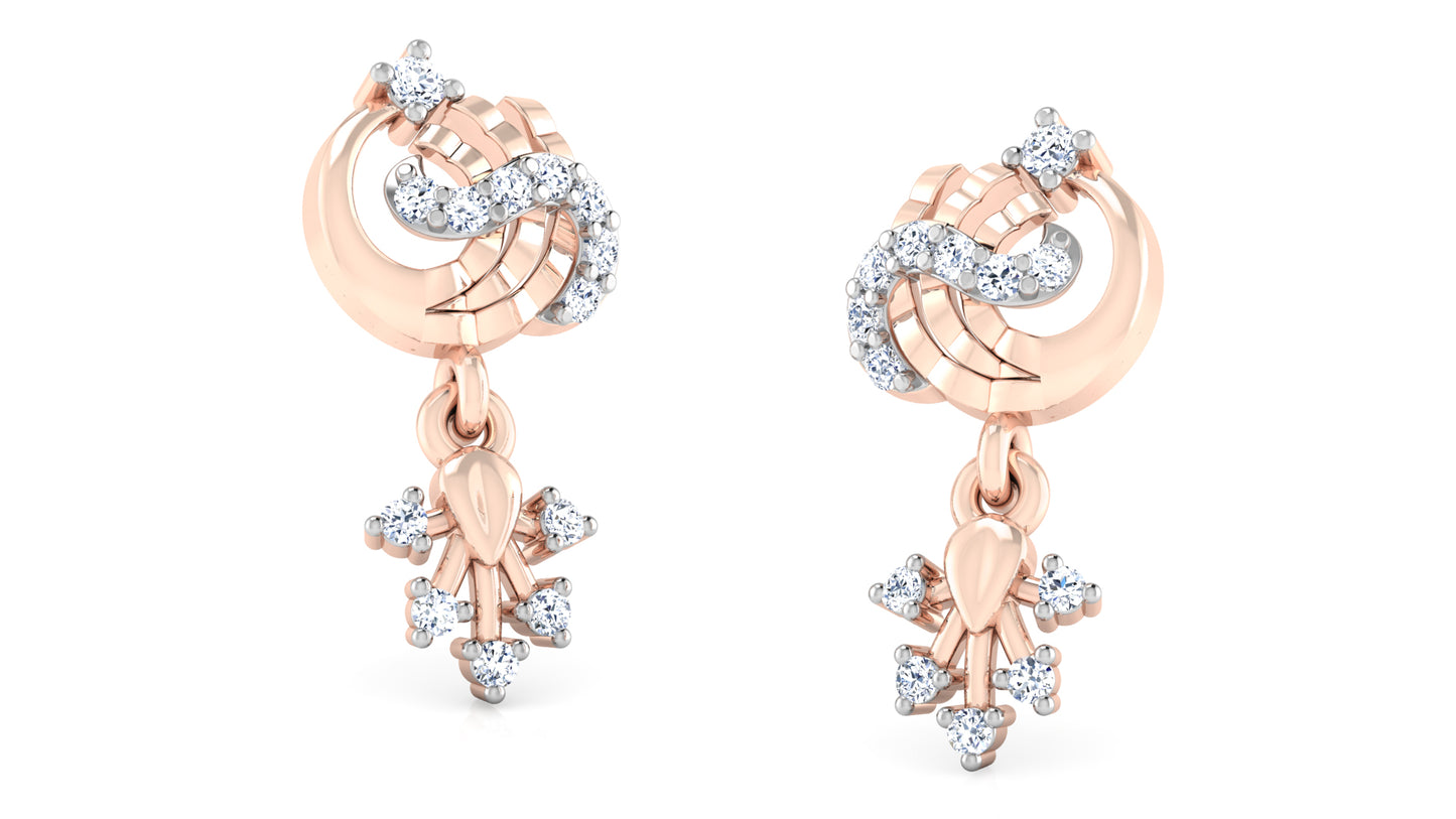 Crafty Carvings Synthetic Diamond Rose Gold Danglers Order Online and Shop at Diahart