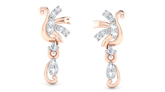 Quacky Duck Lab Grown Diamond Rose Gold Danglers Front View