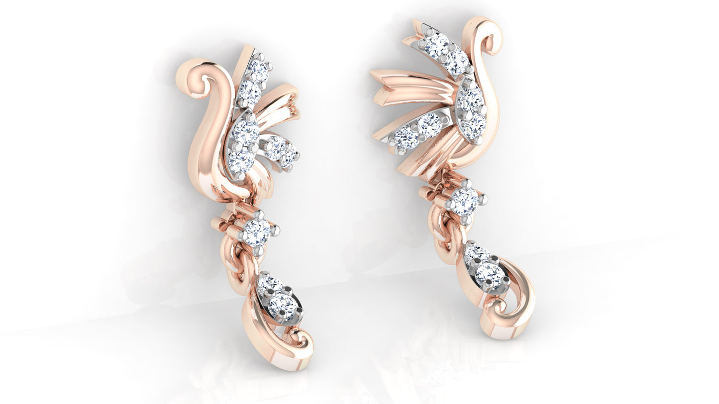 Quacky Duck Lab Grown Diamond Rose Gold Danglers Bottom View