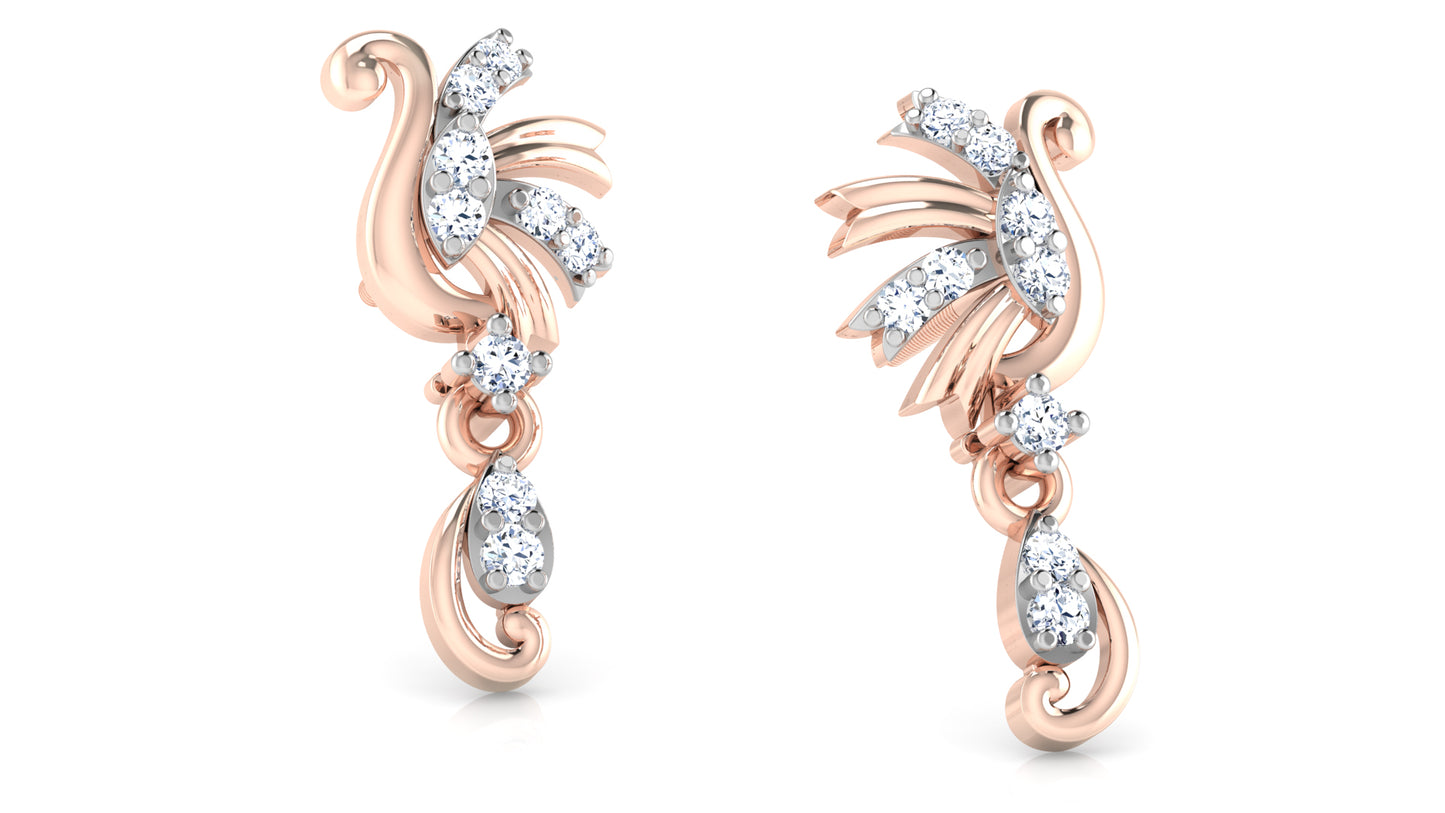 Quacky Duck Lab Grown Diamond Rose Gold Danglers . Best Lab Grown diamond Jewelry in Chennai