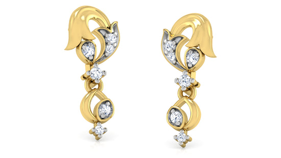 Tulip Fusion Artificial Diamond Gold Danglers Order Online and Shop at Diahart