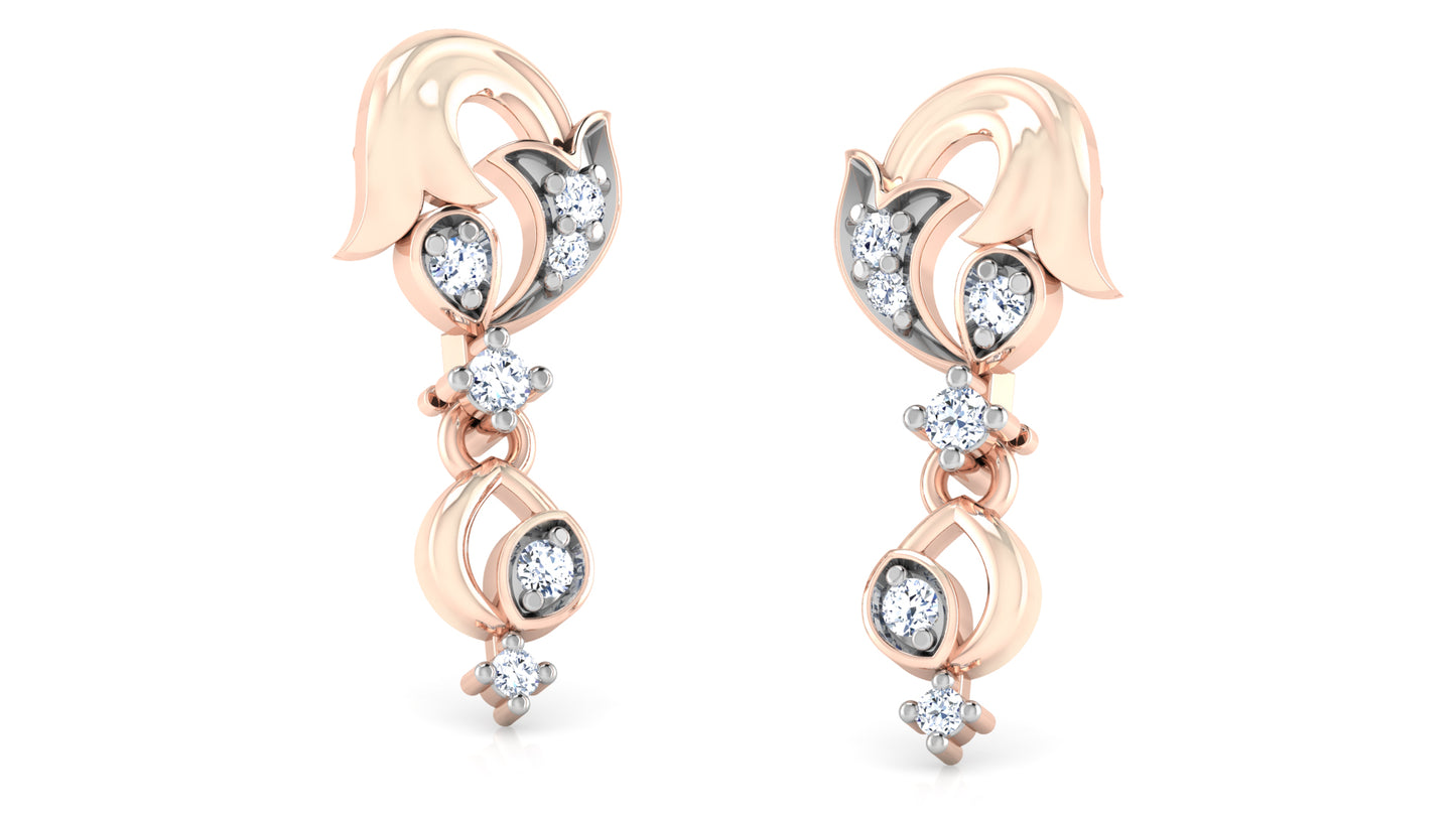 Tulip Fusion Artificial Diamond Rose Gold Danglers Order Online and Shop at Diahart