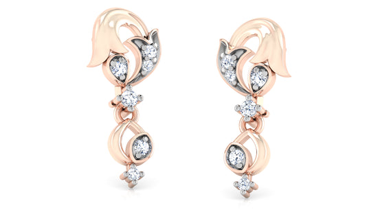 Tulip Fusion Artificial Diamond Rose Gold Danglers Order Online and Shop at Diahart