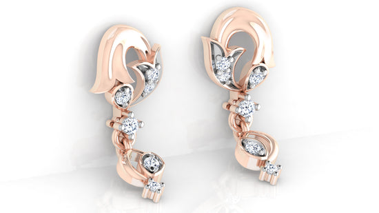 Tulip Fusion Artificial Diamond Gold Danglers Bottom View