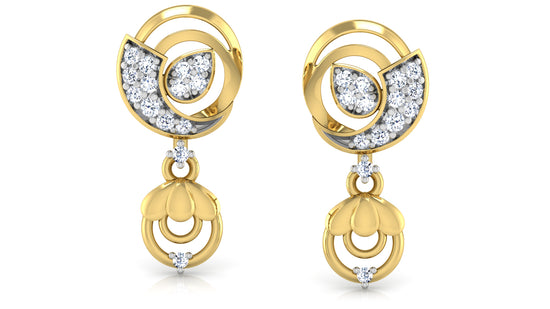 Gem Canopy Synthetic Diamond Gold Danglers Front View