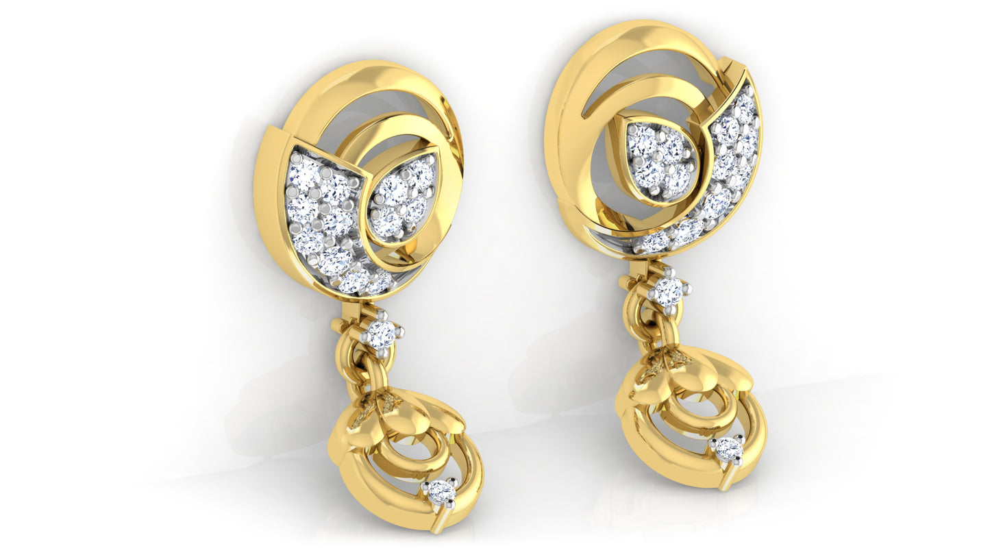 Gem Canopy Synthetic Diamond Gold Danglers Bottom View