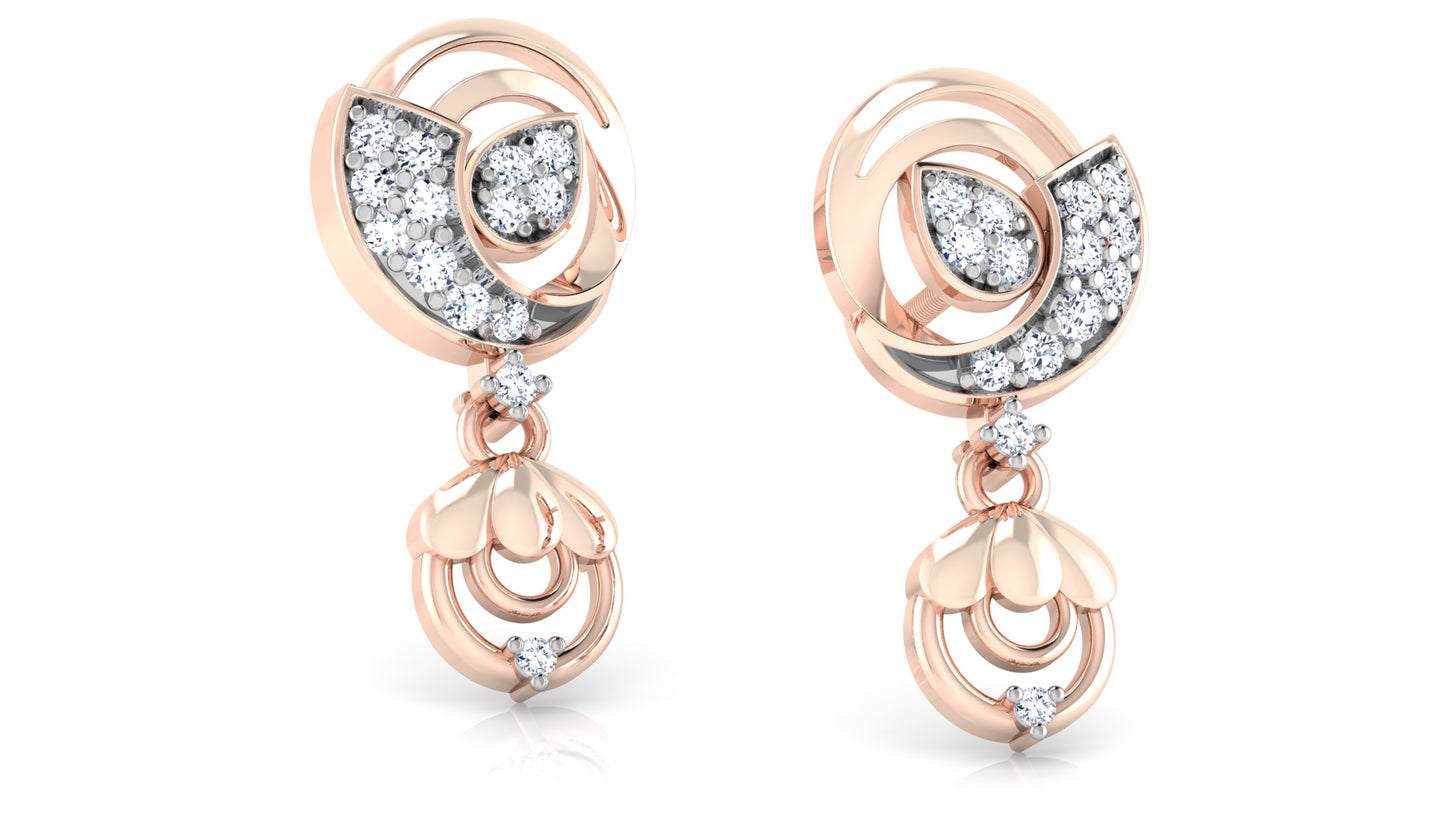 Gem Canopy Synthetic Diamond Rose Gold Danglers Best lab grown diamond jewelry in chennai