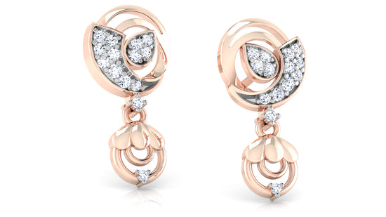 Gem Canopy Synthetic Diamond Rose Gold Danglers Best lab grown diamond jewelry in chennai