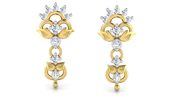 Tiera Treats Artificial Diamond Gold Danglers Front View 