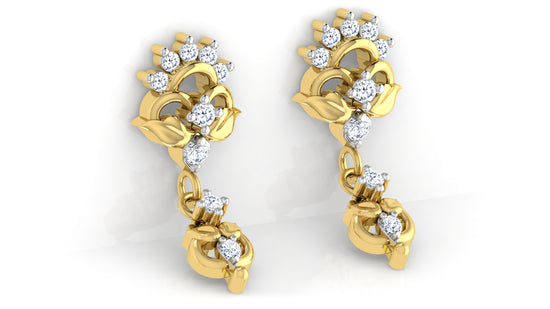 Tiera Treats Artificial Diamond Gold Danglers Bottom View 