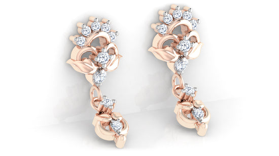 Tiera Treats Artificial Diamond Rose Gold Danglers Bottom View 