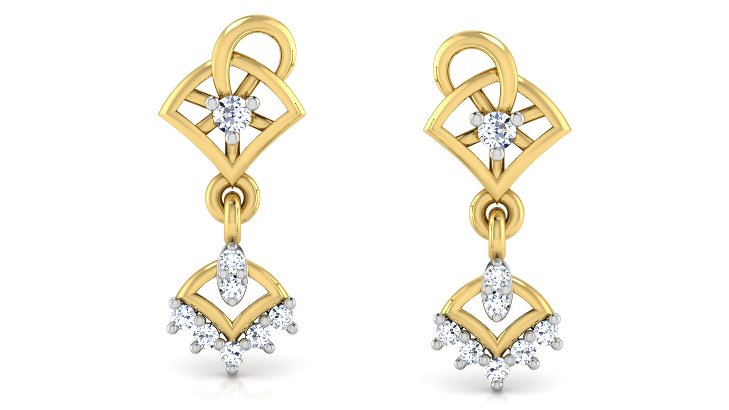 Intricate Inspirations Synthetic Diamond Gold Danglers Front View