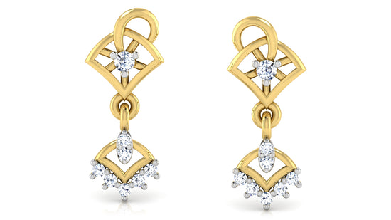 Intricate Inspirations Synthetic Diamond Gold Danglers Front View