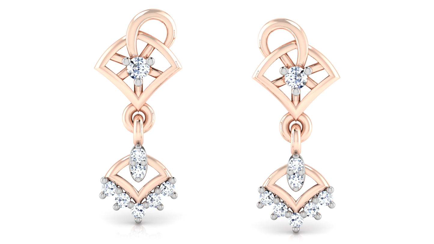 Intricate Inspirations Synthetic Diamond Rose Gold Danglers Front View