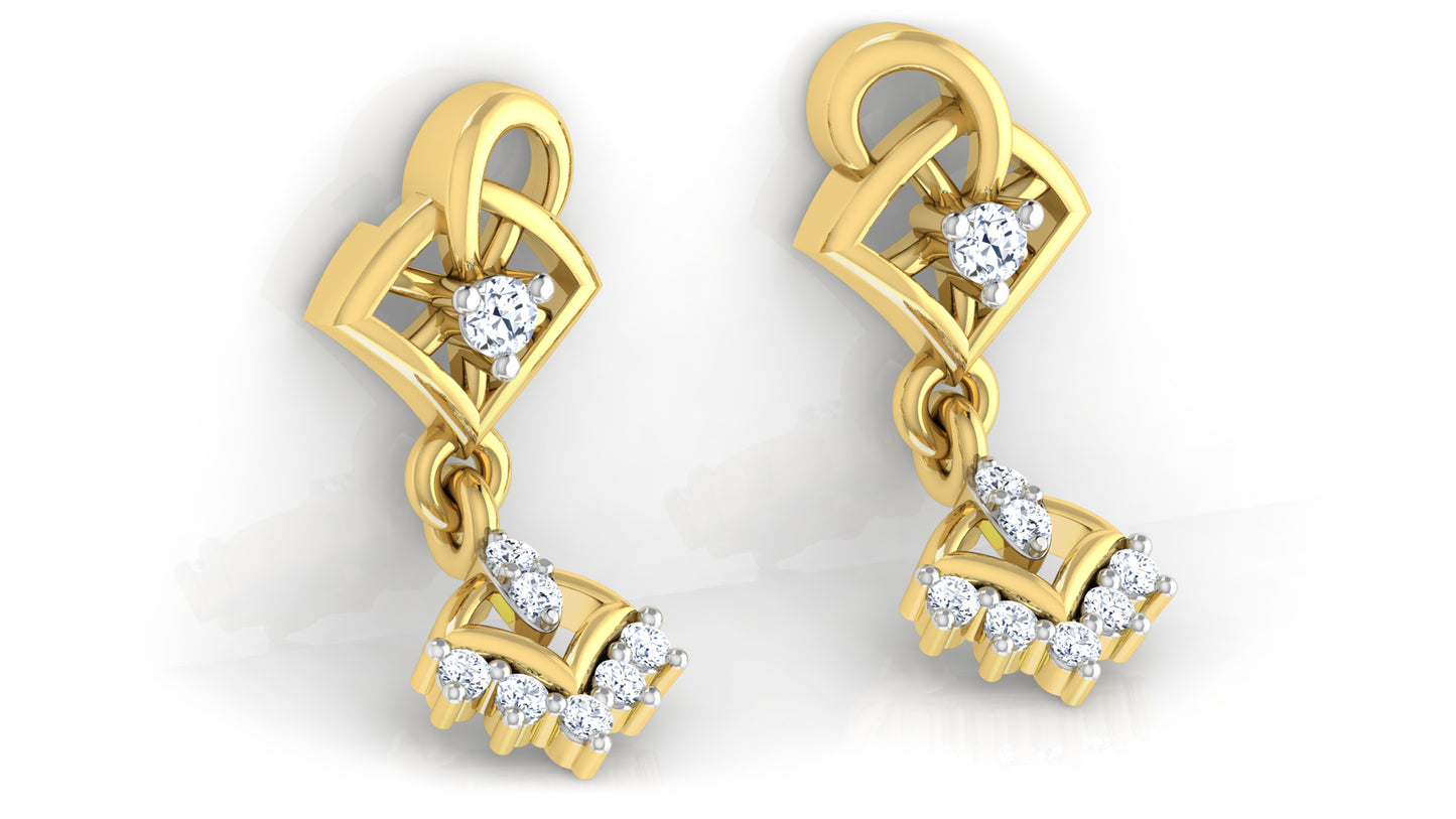 Intricate Inspirations Synthetic Diamond Gold Danglers Bottom View