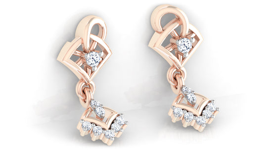 Intricate Inspirations Synthetic Diamond Rose  Gold Danglers Bottom View