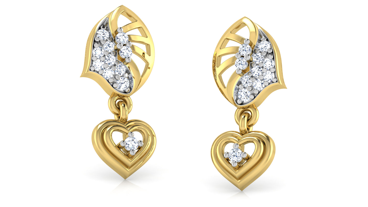 Heart in Heart Artificial Diamond Gold Danglers Order Online and Shop at Diahart