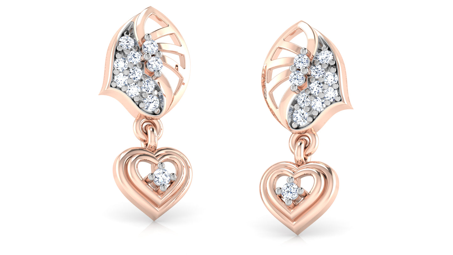 Heart in Heart Artificial Diamond Rose Gold Danglers Order Online and Shop at Diahart.