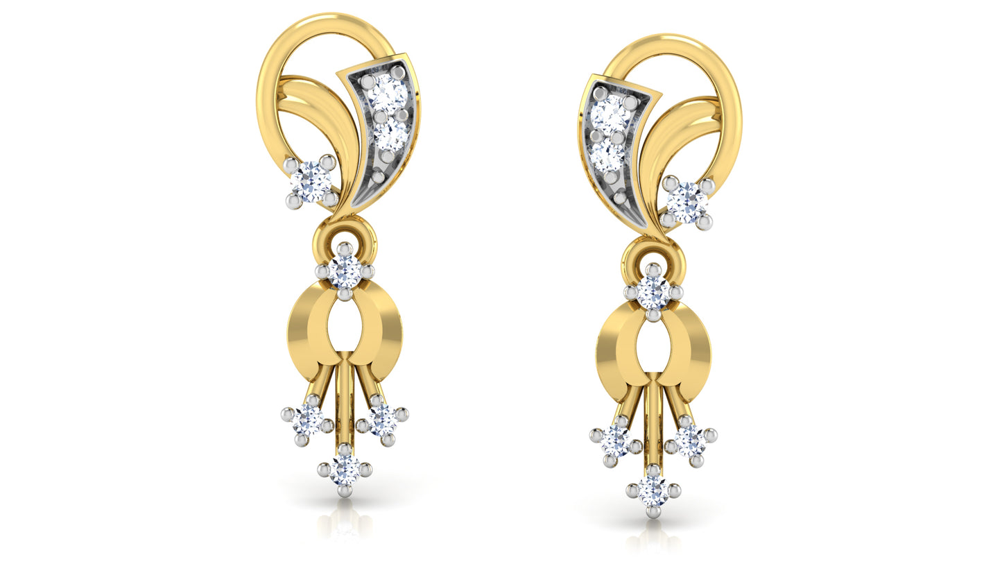 Eclectic Essentials Synthetic Diamond Gold Danglers Front View