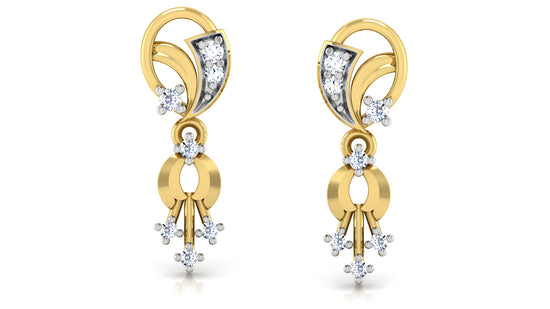 Eclectic Essentials Synthetic Diamond Gold Danglers Front View