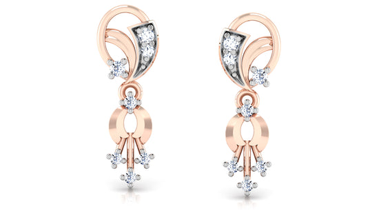 Eclectic Essentials Synthetic Diamond Rose Gold Danglers Front View