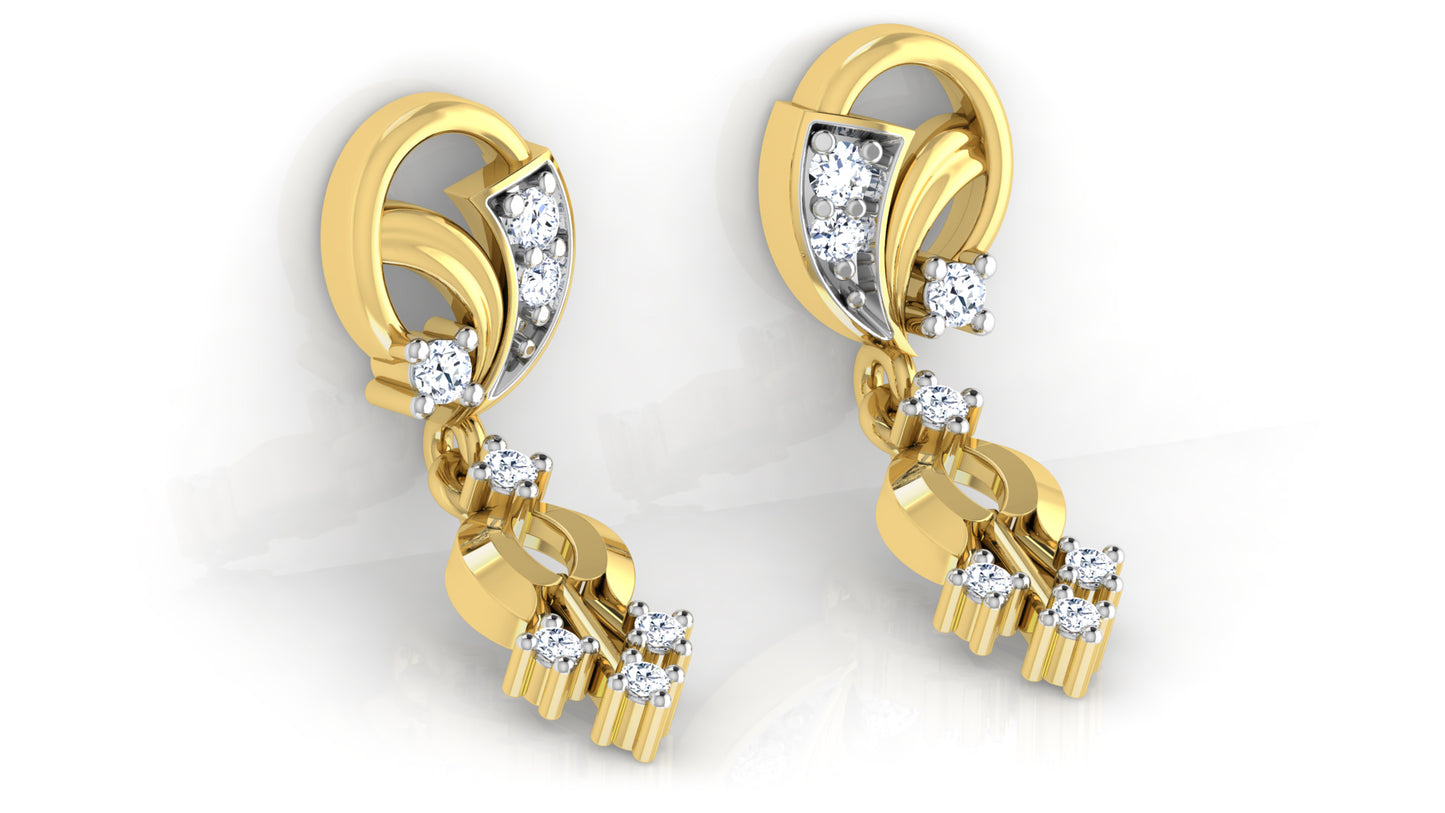 Eclectic Essentials Synthetic Diamond Gold Danglers Bottom View