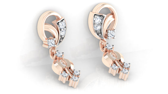 Eclectic Essentials Synthetic Diamond Rose Gold Danglers Bottom View