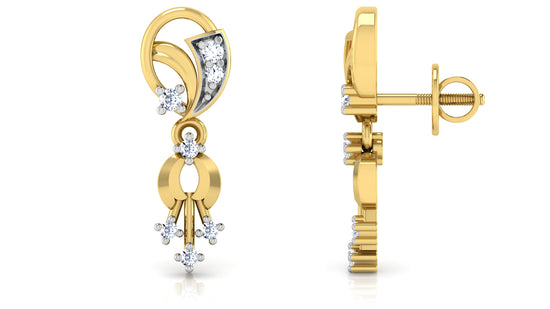 Eclectic Essentials Synthetic Diamond Gold Danglers Front and Side View