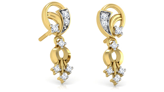 Eclectic Essentials Synthetic Diamond Gold Danglers Best lab Grown diamond jewelry in Chennai