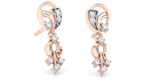 Eclectic Essentials Synthetic Diamond Rose Gold Danglers Best lab Grown diamond jewelry in Chennai