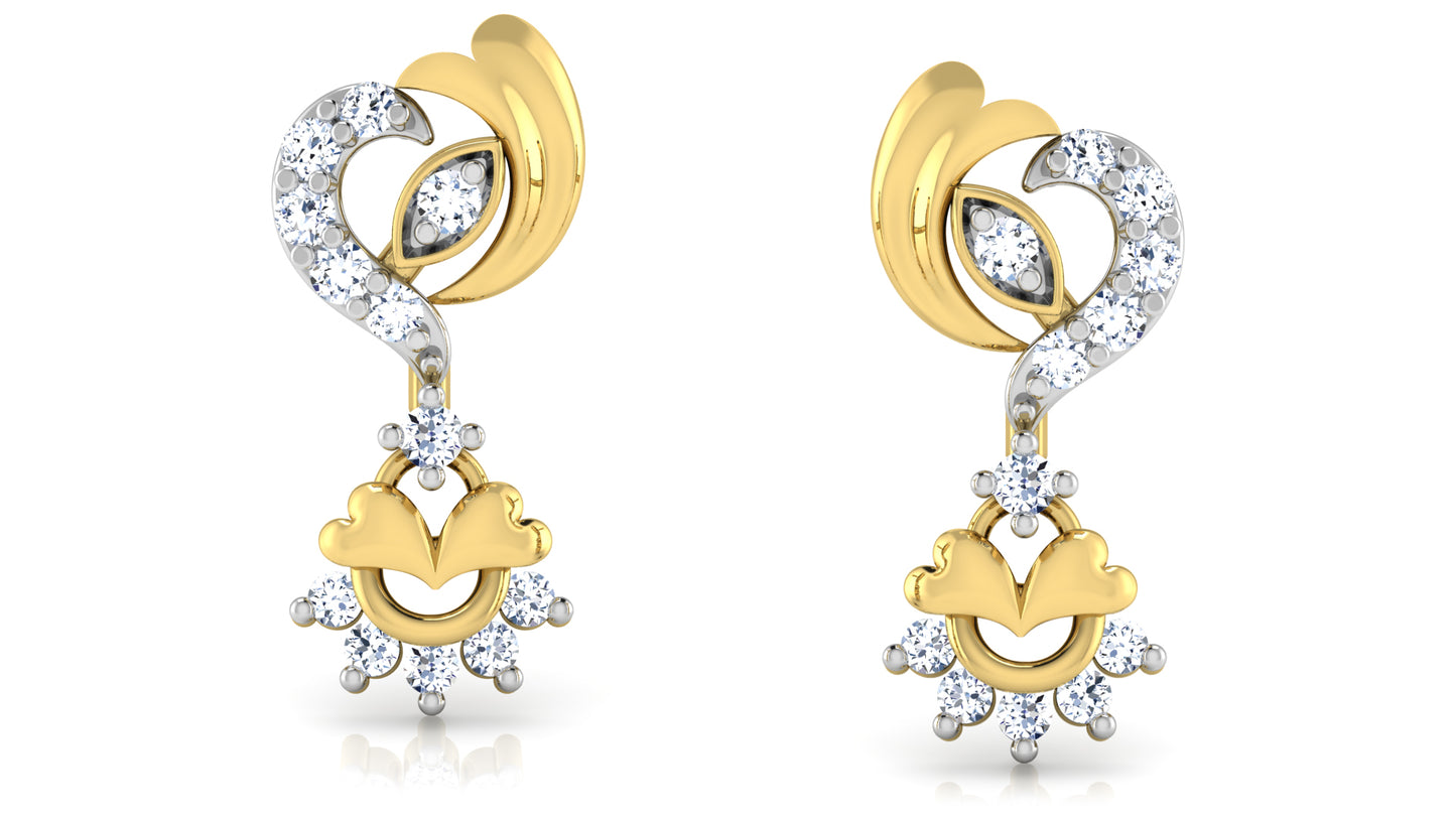 Trending Trinkets Artificial Diamond Gold Danglers Front View