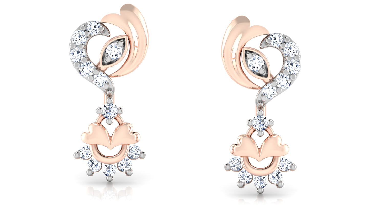 Trending Trinkets Artificial Diamond Rose Gold Danglers Front View