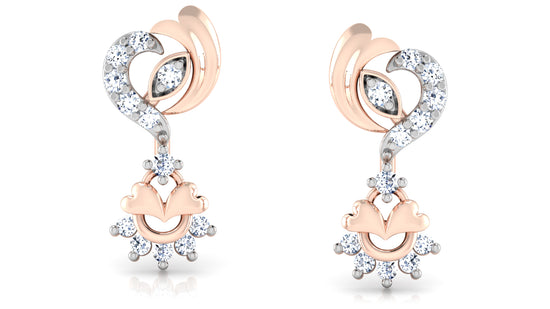 Trending Trinkets Artificial Diamond Rose Gold Danglers Front View