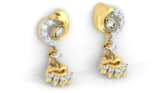 Trending Trinkets Artificial Diamond Gold Danglers Bottom View