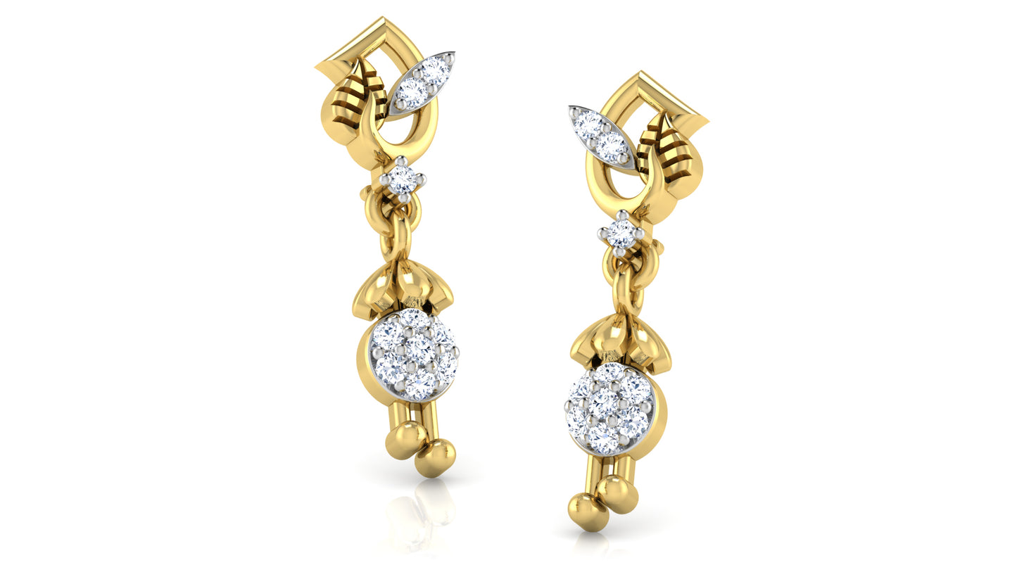 Rustic Leaves Lab Grown Diamond Gold Danglers Order Online and Shop at Diahart