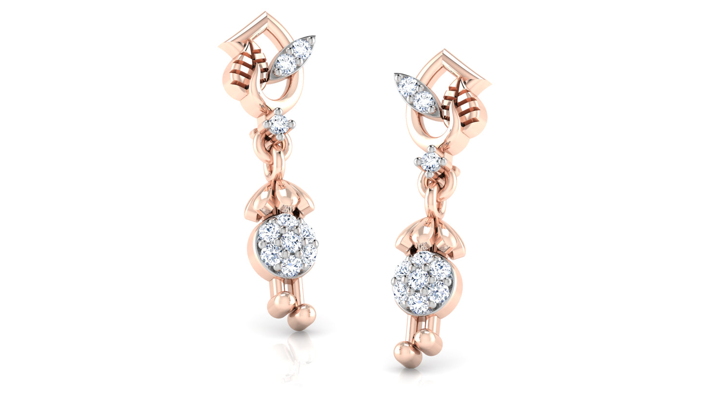 Rustic Leaves Lab Grown Diamond Rose Gold Danglers Order Online and Shop at Diahart