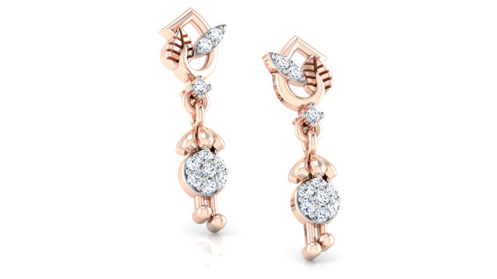 Rustic Leaves Lab Grown Diamond Rose Gold Danglers Best lab grown diamond jewelry in chennai