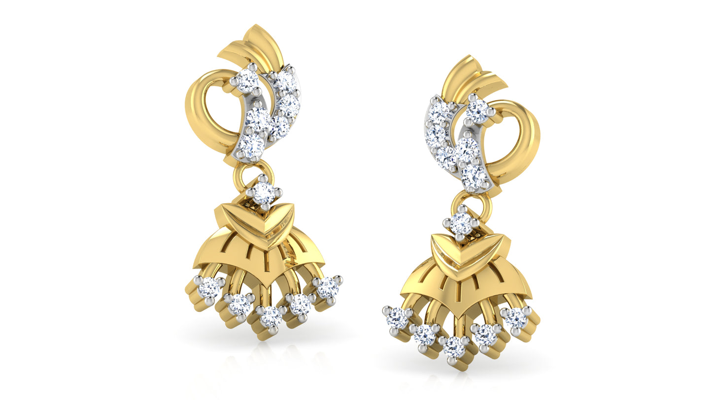 Swinging Stones Artificial Diamond Gold Danglers Jewelry Order Online and Shop at Diahart