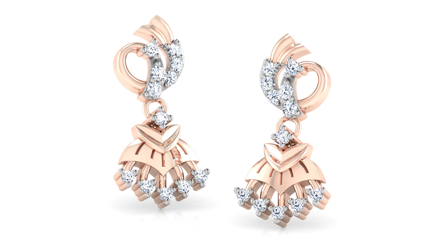 Swinging Stones Artificial Diamond Rose Gold Danglers Jewelry Order Online and Shop at Diahart